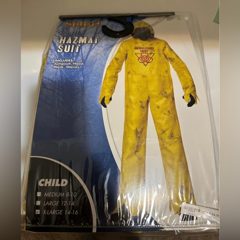 Brand New; HazMat Halloween Costume, size YXL